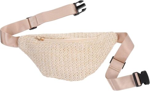 Fanny Pack Summer Waist Bag, Imitation Straw Woven Crossbody Chest Pouch, 12.20 x 6.29 x 0.78 Inch in Saudi Arabia