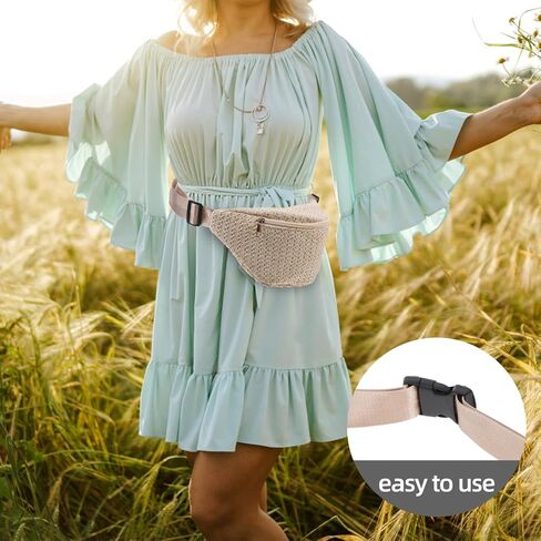 Fanny Pack Summer Waist Bag, Imitation Straw Woven Crossbody Chest Pouch, 12.20 x 6.29 x 0.78 Inch in Saudi Arabia