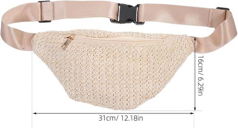 Fanny Pack Summer Waist Bag, Imitation Straw Woven Crossbody Chest Pouch, 12.20 x 6.29 x 0.78 Inch in Saudi Arabia