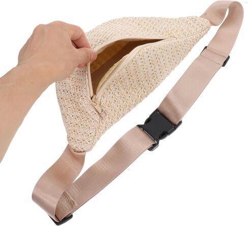 Fanny Pack Summer Waist Bag, Imitation Straw Woven Crossbody Chest Pouch, 12.20 x 6.29 x 0.78 Inch in Saudi Arabia