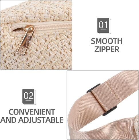 Fanny Pack Summer Waist Bag, Imitation Straw Woven Crossbody Chest Pouch, 12.20 x 6.29 x 0.78 Inch in Saudi Arabia