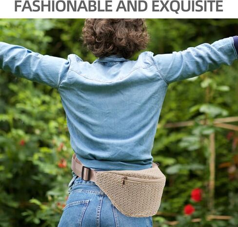Fanny Pack Summer Waist Bag, Imitation Straw Woven Crossbody Chest Pouch, 12.20 x 6.29 x 0.78 Inch in Saudi Arabia