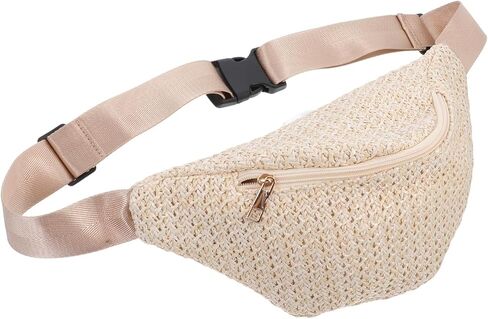 Fanny Pack Summer Waist Bag, Imitation Straw Woven Crossbody Chest Pouch, 12.20 x 6.29 x 0.78 Inch in Saudi Arabia