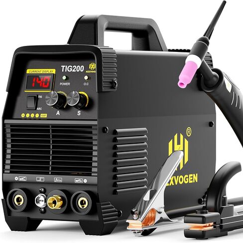 HZXVOGEN 200Amp AC/DC Aluminum TIG Welder with Pulse 4 in 1 Multiprocess Welding Machine Dual Voltage 110V/220V IGBT Inverter HF TIG/TIG/Stick/Arc/Spot Welder Machine in Saudi Arabia