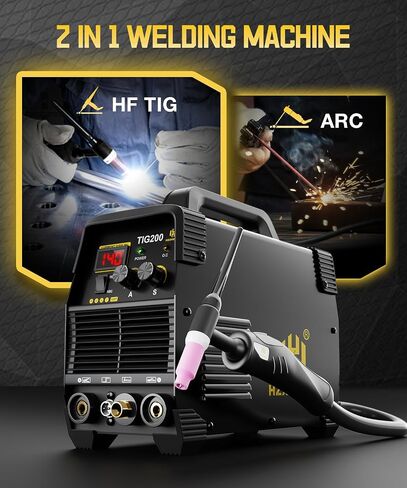 HZXVOGEN 200Amp AC/DC Aluminum TIG Welder with Pulse 4 in 1 Multiprocess Welding Machine Dual Voltage 110V/220V IGBT Inverter HF TIG/TIG/Stick/Arc/Spot Welder Machine in Saudi Arabia