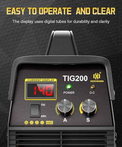 HZXVOGEN 200Amp AC/DC Aluminum TIG Welder with Pulse 4 in 1 Multiprocess Welding Machine Dual Voltage 110V/220V IGBT Inverter HF TIG/TIG/Stick/Arc/Spot Welder Machine in Saudi Arabia
