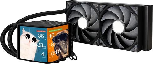 TRYX Panorama 360 ARGB White 360mm AIO 6.5 بوصة AMOLED على شكل حرف L شاشة ثلاثية الأبعاد ذات تأثير بصري مشوه قابلة للتخصيص مبرد AIO 360 مم Asetek 8th Gen 320w TDP ARGB Fan Intel LGA 1700/1200/115X AMD AM5/AM4 in Kuwait