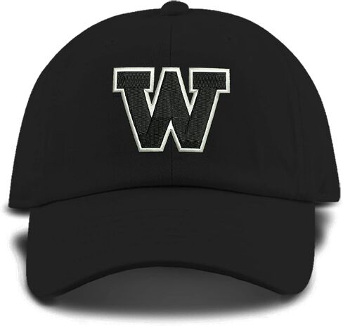 Monogram Letter or Number Baseball Cap Toddler, Youth Kids, and Adult Adjustable Black Hat with White and Black Thread in Saudi Arabia