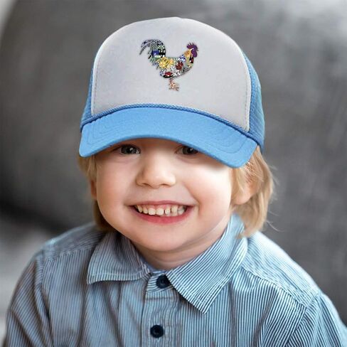 Custom Kids Trucker Hat Rooster in Ornament Animals Farm Boys Caps & Girls in Saudi Arabia