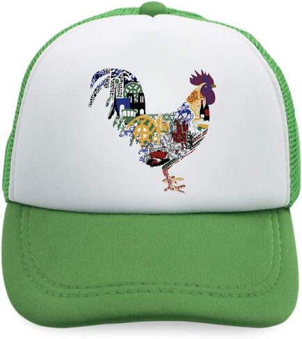 Custom Kids Trucker Hat Rooster in Ornament Animals Farm Boys Caps & Girls in Saudi Arabia