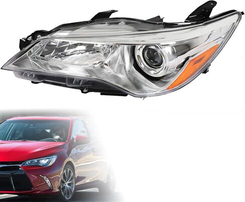 Wildwolf Headlight Assembly for Toyota Camry 2015 2016 2017 Le Se Xle Headpamps استبدال Chrome Housing Amber Reflector Clear Clear (المصباح الأمامي السائق) in Kuwait