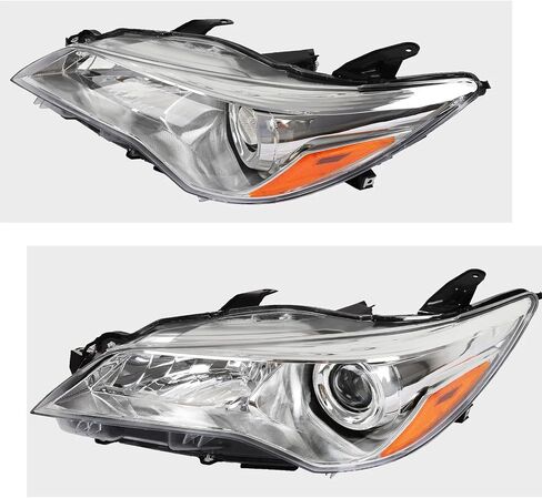 Wildwolf Headlight Assembly for Toyota Camry 2015 2016 2017 Le Se Xle Headpamps استبدال Chrome Housing Amber Reflector Clear Clear (المصباح الأمامي السائق) in Kuwait