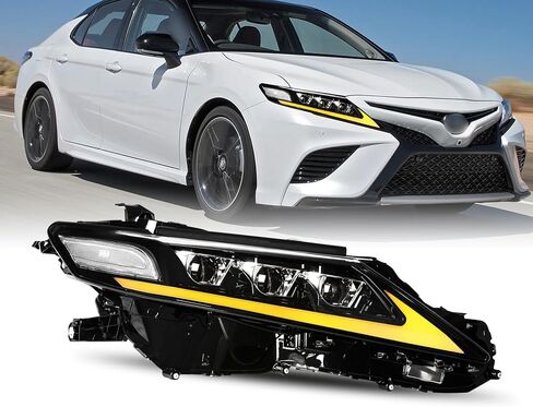 Wildwolf Headlight Assembly for Toyota Camry 2015 2016 2017 Le Se Xle Headpamps استبدال Chrome Housing Amber Reflector Clear Clear (المصباح الأمامي السائق) in Kuwait