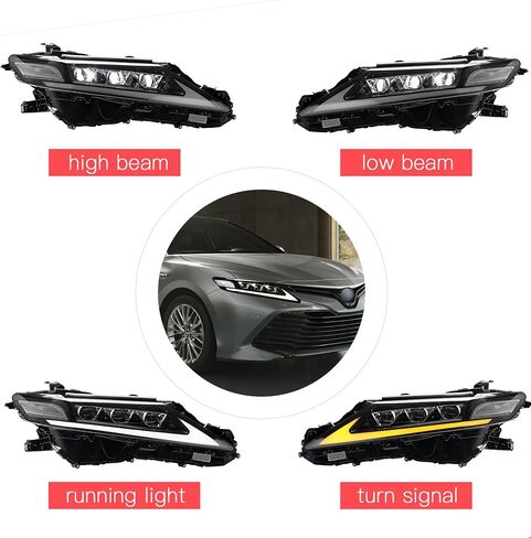 Wildwolf Headlight Assembly for Toyota Camry 2015 2016 2017 Le Se Xle Headpamps استبدال Chrome Housing Amber Reflector Clear Clear (المصباح الأمامي السائق) in Kuwait