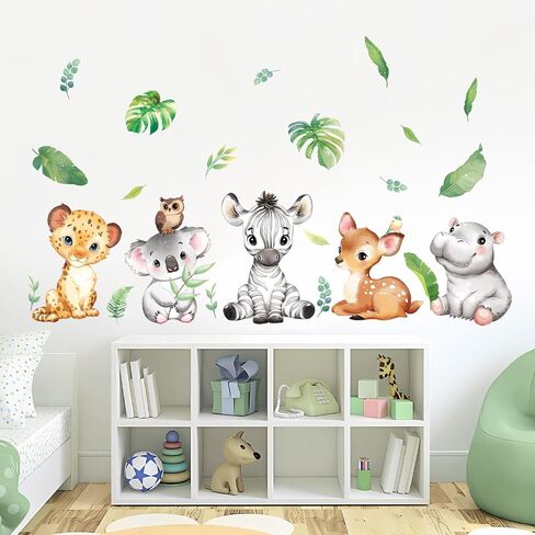 Tanlaby Jungle Animals Wall Stickers Cartoon Woodland Animal Wall Decals Zebra Forest Peel and Stick Art Sticker for Baby Nursery Kids Bedroom Playroom Daycare Classroom Decor in Saudi Arabia