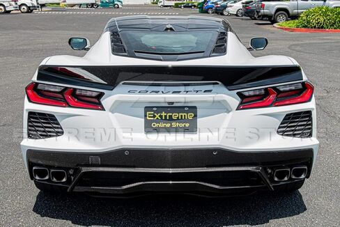 Replacement for 2020-Present Chevrolet Corvette C8 Models | Performance Track Ducktail Style ABS Plastic - Painted Glossy Black Rear Trunk Lid Wing Spoiler in Kuwait
