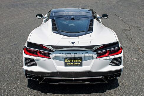 Replacement for 2020-Present Chevrolet Corvette C8 Models | Performance Track Ducktail Style ABS Plastic - Painted Glossy Black Rear Trunk Lid Wing Spoiler in Kuwait