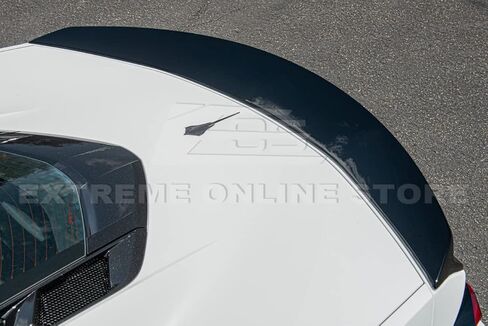 Replacement for 2020-Present Chevrolet Corvette C8 Models | Performance Track Ducktail Style ABS Plastic - Painted Glossy Black Rear Trunk Lid Wing Spoiler in Kuwait