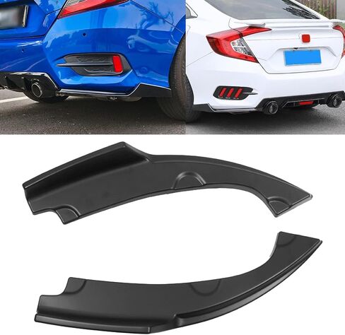 Xotic Tech Rear Bumper Lip Diffuser Splitter Canard Black, Compatible with Honda Civic 10th Gen 16-21 Sedan in Saudi Arabia