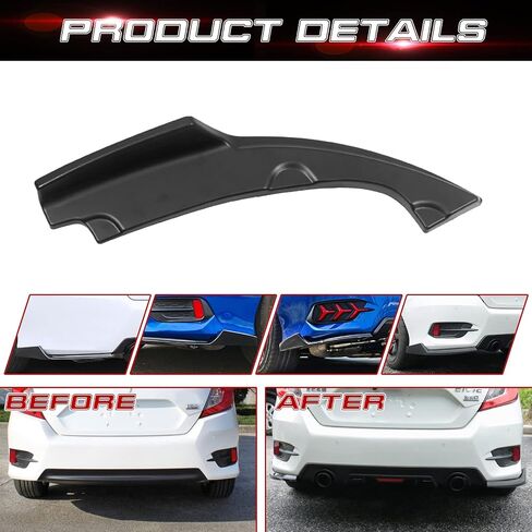 Xotic Tech Rear Bumper Lip Diffuser Splitter Canard Black, Compatible with Honda Civic 10th Gen 16-21 Sedan in Saudi Arabia