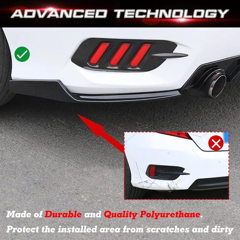 Xotic Tech Rear Bumper Lip Diffuser Splitter Canard Black, Compatible with Honda Civic 10th Gen 16-21 Sedan in Saudi Arabia
