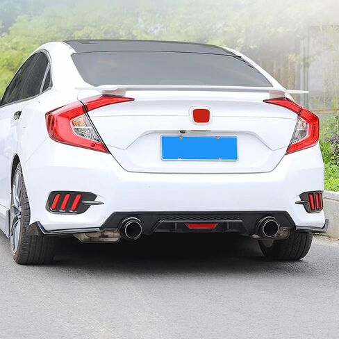 Xotic Tech Rear Bumper Lip Diffuser Splitter Canard Black, Compatible with Honda Civic 10th Gen 16-21 Sedan in Saudi Arabia