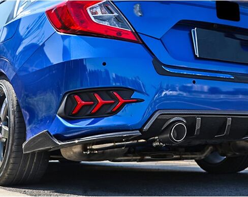 Xotic Tech Rear Bumper Lip Diffuser Splitter Canard Black, Compatible with Honda Civic 10th Gen 16-21 Sedan in Saudi Arabia
