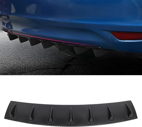 SCITOO 1PC Rear Lower Bumper Lip Diffuser Spoiler 7 Shark Fin Style Compatible Universal Rear Bumper Lip Glossy Carbon Look (PP) Plastic Spoiler in Saudi Arabia