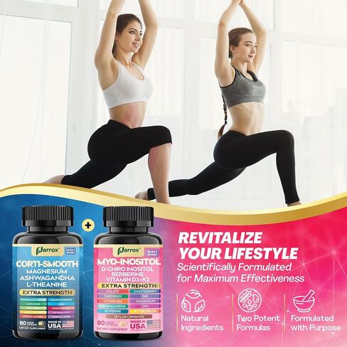 Cortisol & Myo-Inositol Supplement Bundle, Soothe & Smooth Bundle, 13-in-1 Cortisol Balance, Magnesium, Ashwagandha, L-Theanine, D-Chiro Inositol, Folate, Berberine, Chasteberry (150 Capsules) in Saudi Arabia