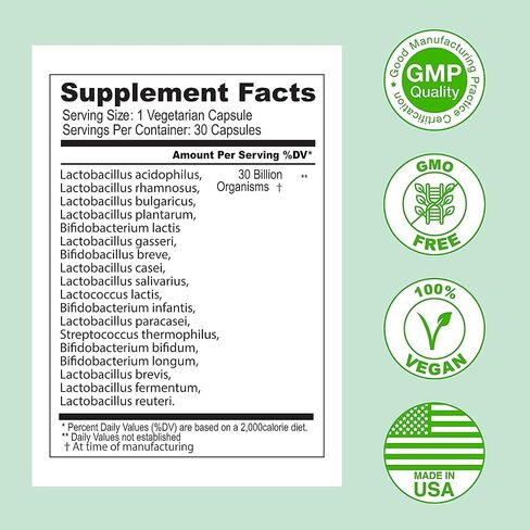 ASULABS® Formula Probiotica Avanzada con 18 Cepas Probioticas Clinicamente Seleccionadas para ayudar a eliminar Los malestares digestivos. para Hombres y Mujeres. Capsulas Vegetarianas. in Saudi Arabia