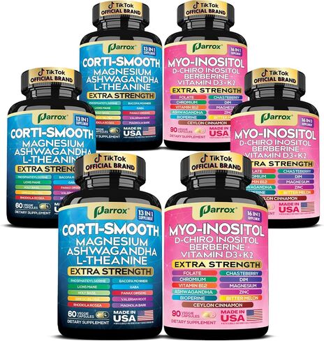 Cortisol & Myo-Inositol Supplement Bundle, Soothe & Smooth Bundle, 13-in-1 Cortisol Balance, Magnesium, Ashwagandha, L-Theanine, D-Chiro Inositol, Folate, Berberine, Chasteberry (150 Capsules) in Saudi Arabia