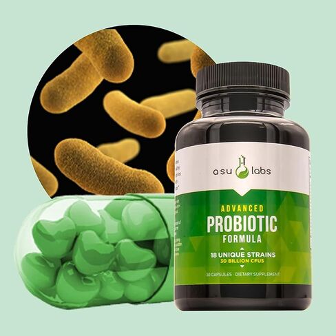 ASULABS® Formula Probiotica Avanzada con 18 Cepas Probioticas Clinicamente Seleccionadas para ayudar a eliminar Los malestares digestivos. para Hombres y Mujeres. Capsulas Vegetarianas. in Saudi Arabia