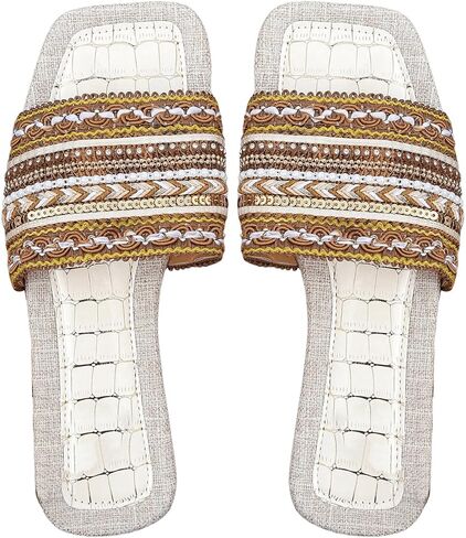 Verdusa Women's Slip On Flat Sandals Summer Outdoor Square Open Toe Slide Sandals in Saudi Arabia