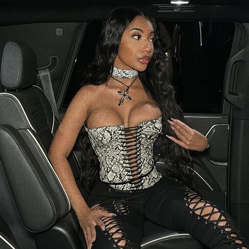 Molilove Womens Faux Leather Top Sexy Animals Print Bustier Corset Strapless Bandeau Sleeveless Party Crop Tube Top in Saudi Arabia