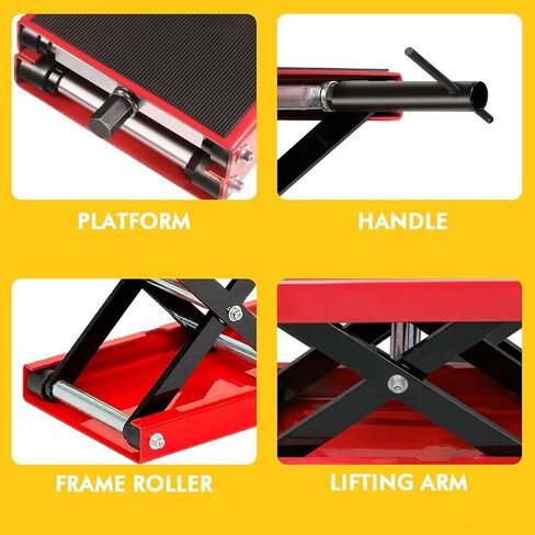 جاك لرفع الدراجات النارية مقص 1100 رطل من المقص للدراجة الترابية ATV Scooter القابلة للتعديل من 3.25 "إلى 13.25" ، أحمر in Kuwait