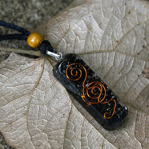 Black Tourmaline Double Spiral Orgonite Healing Necklace - Powerful Protection, Grounding & Balance in Saudi Arabia