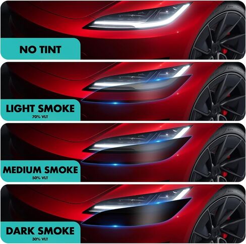 ل Tesla Model 3 2024 المصابيح الأمامية الدخان Tint PPF 30 ٪ VLT Smokey Film Film Paint Paint Custom in Kuwait
