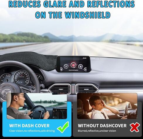 غطاء DASH لـ MAZDA CX5 2017-2022 2023 2024 2025 ، حصيرة غطاء لوحة القيادة لـ MAZDA CX-5 Nonslip Sunshade Protector No Glare ، Gray in Kuwait