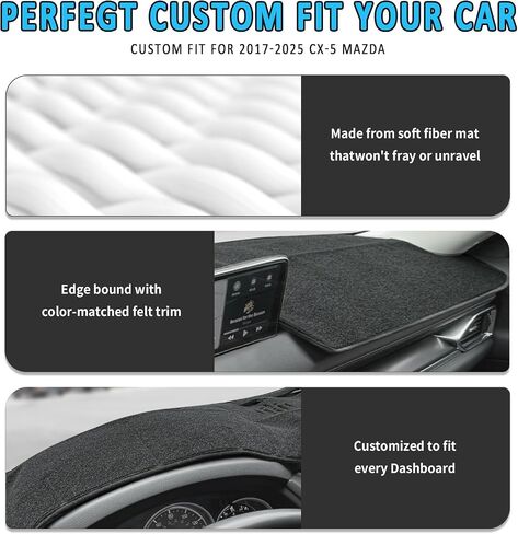 غطاء DASH لـ MAZDA CX5 2017-2022 2023 2024 2025 ، حصيرة غطاء لوحة القيادة لـ MAZDA CX-5 Nonslip Sunshade Protector No Glare ، Gray in Kuwait