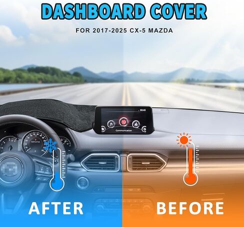 غطاء DASH لـ MAZDA CX5 2017-2022 2023 2024 2025 ، حصيرة غطاء لوحة القيادة لـ MAZDA CX-5 Nonslip Sunshade Protector No Glare ، Gray in Kuwait