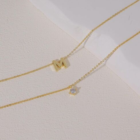 Layered Initial Necklaces for Women, 14k Gold Plated Letter Necklace Set Dainty Gold Initial Necklace Stack Cute Layering Choker Necklaces for Women Trendy Fashion Jewelry in Kuwait