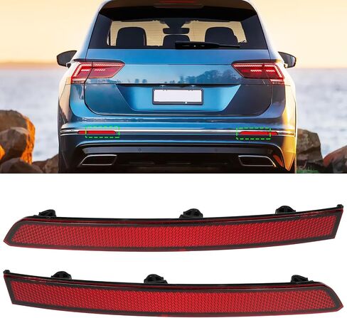 Compatible with Volkswagen Tiguan Rear Bumper Reflector 2018-2021,Left Driver & Right Passenger Side Red Marker Trim for 5NA945106A,5NA945105A,Tiguan Back Reflector Light W/O Bulb Replacement in Kuwait