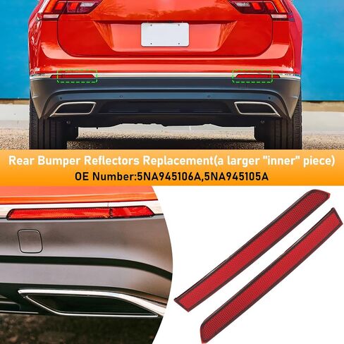 Compatible with Volkswagen Tiguan Rear Bumper Reflector 2018-2021,Left Driver & Right Passenger Side Red Marker Trim for 5NA945106A,5NA945105A,Tiguan Back Reflector Light W/O Bulb Replacement in Kuwait