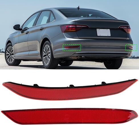 Compatible with Volkswagen Tiguan Rear Bumper Reflector 2018-2021,Left Driver & Right Passenger Side Red Marker Trim for 5NA945106A,5NA945105A,Tiguan Back Reflector Light W/O Bulb Replacement in Kuwait