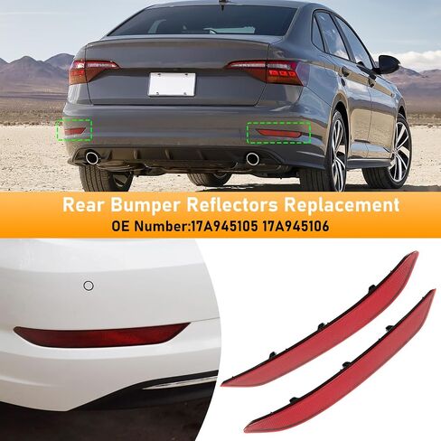 Compatible with Volkswagen Tiguan Rear Bumper Reflector 2018-2021,Left Driver & Right Passenger Side Red Marker Trim for 5NA945106A,5NA945105A,Tiguan Back Reflector Light W/O Bulb Replacement in Kuwait