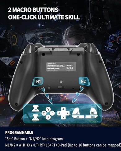 Bcofo Bluetooth Wireless Mobile Gaming Controller for PC/iPhone/Android/Switch/Laptop/Steam, Programmable Game Gamepad with Phone Clip for Gamer, with RGB Lighting Effect/Turbo/Vibration/6-Axis Gyro in Kuwait