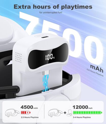 Head Strap for Quest 3/3S & Quest 2 with 15000 mAh Battery, Comfor VR Accessory with 2 Adjustable Knobs to Adjust for Head Fit, Elite Strap with Battery & Charging Station for Extended 7H of Playtime in Saudi Arabia
