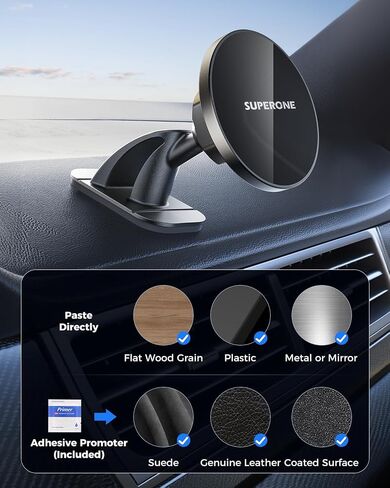 SUPERONE Car Phone Mount for Magsafe, Vacuum Suction Cup Phone Mount, 360° Adjustable Car Phone Holder, Car Accessories for iPhone Series & All Car Models & Gym/Mirror/Shower/Smooth Surface in Kuwait