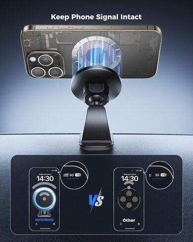 SUPERONE Car Phone Mount for Magsafe, Vacuum Suction Cup Phone Mount, 360° Adjustable Car Phone Holder, Car Accessories for iPhone Series & All Car Models & Gym/Mirror/Shower/Smooth Surface in Kuwait