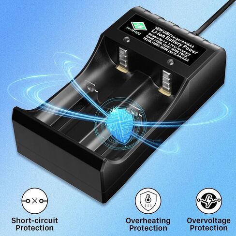 WAVYPO 18650 Battery Charger, 4-Bay Universal Smart Charger for Lithium ion Battery 10440 14500 16340 16650 14650 18350 18500 AA AAA (Charger Only) in Kuwait